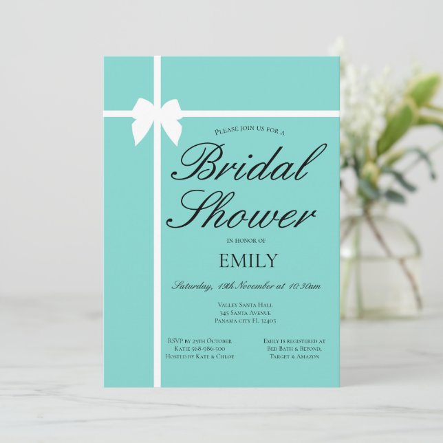 Invitación Champán de boda turquesa editable, Baby Shower (Anverso de pie)