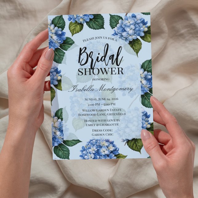Invitación Champán de Bodas de Hortensias (Hydrangea Bridal Shower Invitations
)