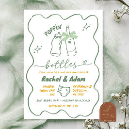 Invitación Champán de Botellas Poppin Verde Salvia Dibujado a