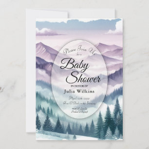 Invitación Champán de Lavanda en la Niebla Alpina Baby Shower