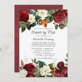 Invitación Champán de Novia Floral Rojo por Correo