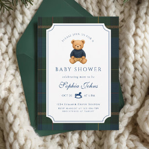 Invitación Champán de osito de peluche baby shower
