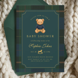 Invitación Champán de oso de peluche baby shower