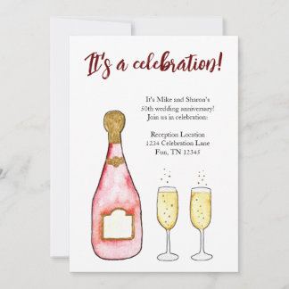 Invitación champán del aniversario de cumpleaños de celebraci