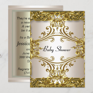 Invitación Champán Dorado Baby Shower  Neutral