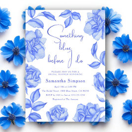 Invitación Champán Floral Acuarela Algo Azul Despedida de Sol