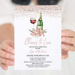 Invitación Champán floral anima a amar a la ducha de novias