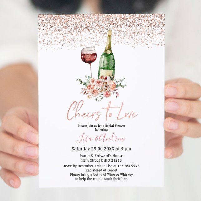Invitación Champán floral anima a amar a la ducha de novias (Subido por el creador)