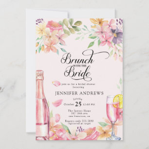 Invitación Champán floral   Brunch de Despedida de Soltera