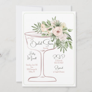 Invitación Champán Floral Moderno Aquarela Despedida de Solte