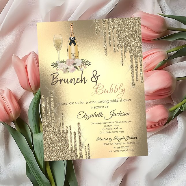 Invitación Champán gotea ducha Brunch & Bubbly Bridal (Subido por el creador)