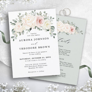 Invitación Champán Ivory Rubor Boda de la vegetación floral r