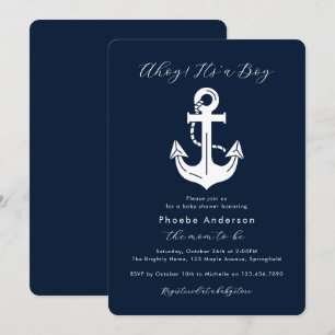 Invitación Champán Naval para Bebé Ahoy es un Niño
