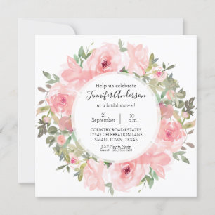 Invitación Champán Nupcial Acuarela Rosa Suave y Exuberante