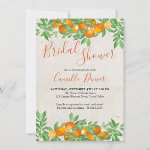 Invitación Champán Nupcial con Elegante Letra de Naranja Cítr