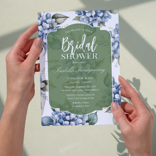 Invitación Champán Nupcial de Hortensias Azules y Verdes