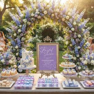 Invitación Champán Nupcial Elegante de Flor Silvestre Periwin