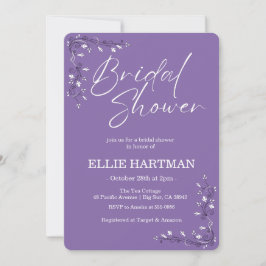 Invitación Champán Nupcial Elegante de Flor Silvestre Periwin