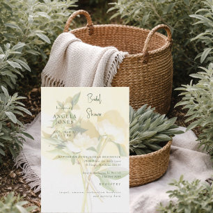 Invitación Champán Nupcial Floral Amarillo