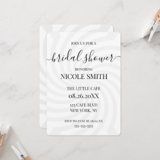 Invitación Champán Nupcial Personalizado con Remolinos Grises