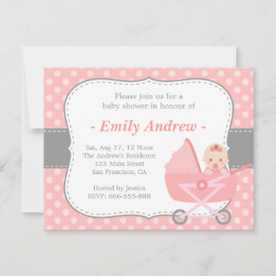 Invitación Champán para bebé: adorable bebé en cochecito