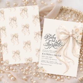 Invitación Champán para la llegada de la bebé con flores para