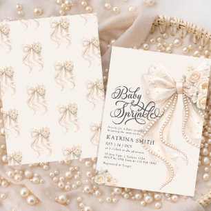 Invitación Champán para la llegada de la bebé con flores para