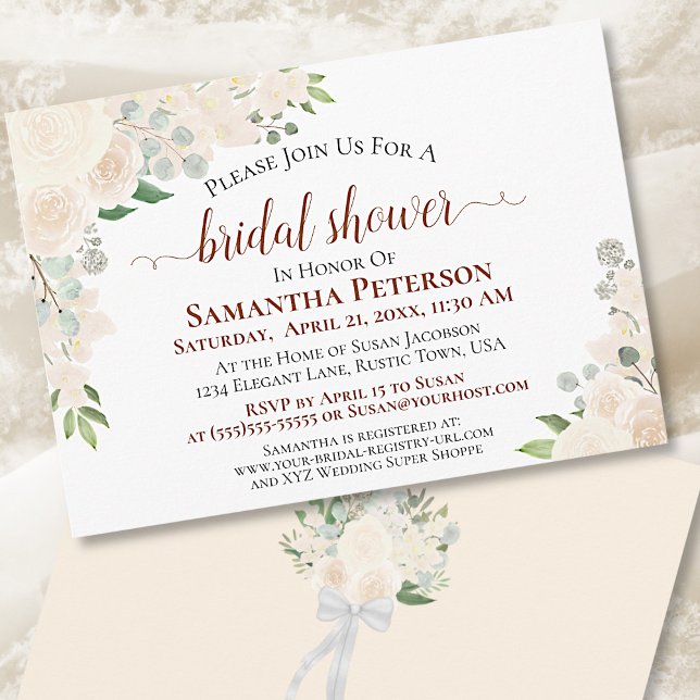 Invitación Champán Peach Watercolor Floral Brillante Ducha (Subido por el creador)
