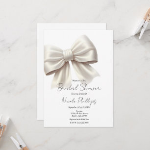 Invitación Champán Perla Marfil Blanco Lazo Ducha de Novia