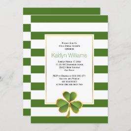 Invitación Champán, rayas verdes boda irlandés ducha de novia