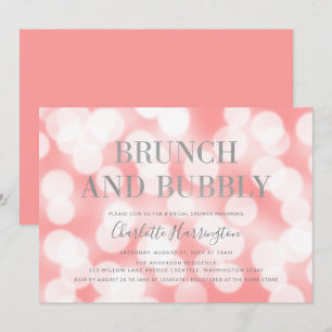 Invitación Champán rosa Bokeh Brunch & Bubbly Bridal Shower