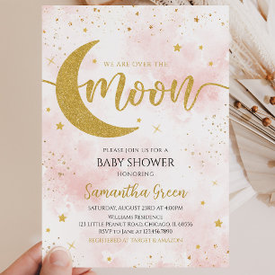 Invitación Champán Rosa Estamos Encantados con la Llegada Bab