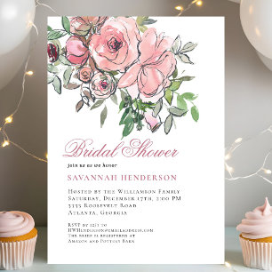 Invitación Champán Rosa Floral de Acuarela para Despedida de