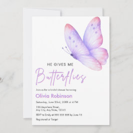 Invitación Champán Rosa Púrpura Me Da Mariposas Despedida de 