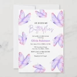 Invitación Champán Rosa Púrpura Me Da Mariposas Despedida de 
