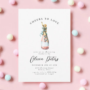 Invitación Champán rosa Saluda a la novia o a la ducha de bod