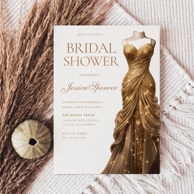 Invitación Champán Shimmer Vestido Brillante Ducha (Subido por el creador)