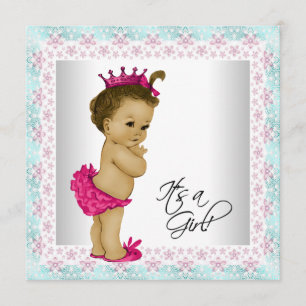 Invitación Champán y Azul Turquesa Baby Shower de Niña