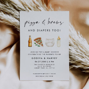 Invitación Champán y Cervezas y Pañales Fiesta de Baby Shower