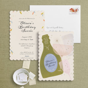 Invitación Champán y Cóctel de Fiesta Elegante Ilustrado
