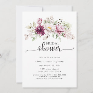 Invitación Champán y lluvia de flores rosadas para la novia