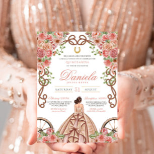 Invitación Champán y Rosa Charro Occidental Quinceanera