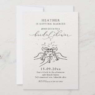 Invitación Champán y tostadas ducha de novias Minimalista
