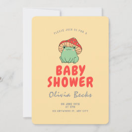 Invitación champiñón con Baby Shower de rana