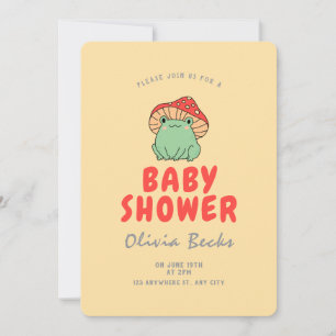 Invitación champiñón con Baby Shower de rana