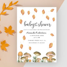 Champiñones acuarela baby shower