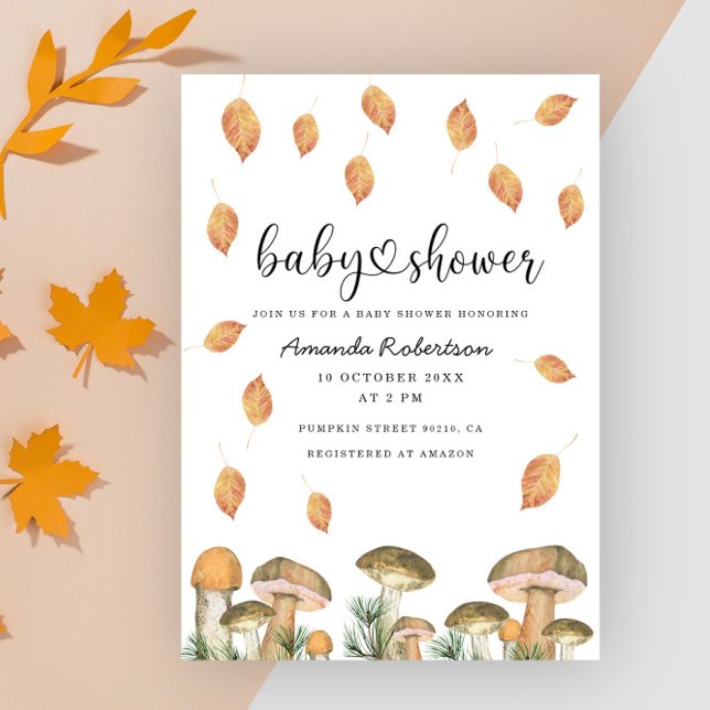 Invitación Champiñones acuarela baby shower (Subido por el creador)