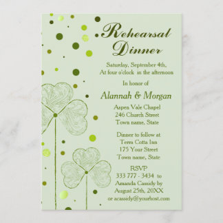 Invitación Chamrock Polka Dots Boda Ensayo Cena 2