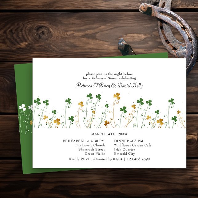 Invitación Chamrock Wildflower Boda ensayo cena (Wedding Rehearsal Dinner Invite from my Shamrock Wildflower wedding collection - printed or digital)