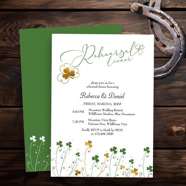 Invitación Chamrock Wildflower Boda ensayo cena (Elegant Rehearsal Dinner invitation from my Shamrock Wildflower wedding collection)